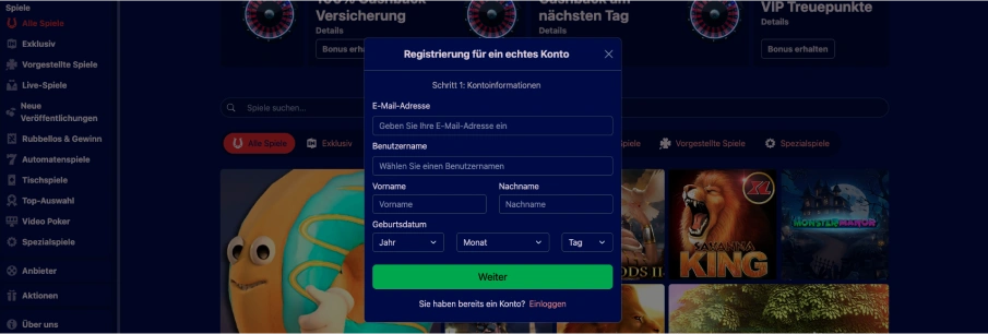 Registrierung von This is Vegas